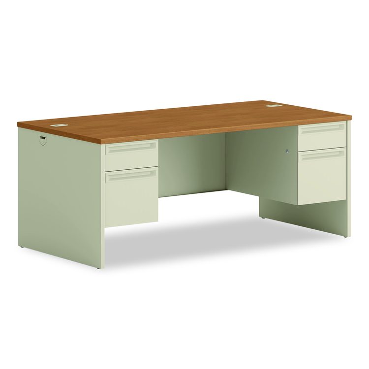 38000 Series Double Pedestal Desk, 72" x 36" x 29.5", Harvest/Putty