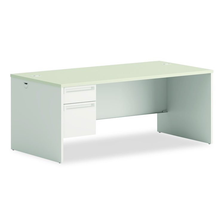 38000 Series Left Pedestal Desk, 72" x 36" x 30", Light Gray/Silver