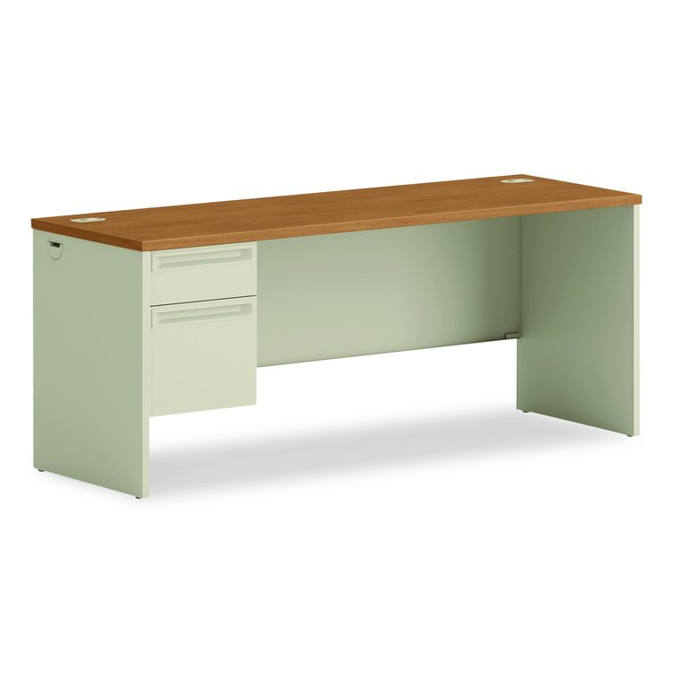 38000 Series Left Pedestal Credenza, 72w x 24d x 29.5h, Harvest/Putty
