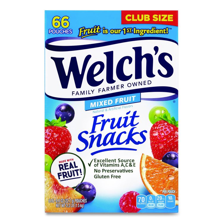 Fruit Snacks, Mixed Fruit, 0.8 oz Pouch, 66 Pouches/Box