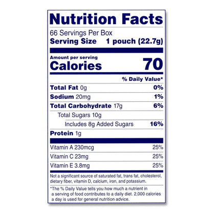 Fruit Snacks, Mixed Fruit, 0.8 oz Pouch, 66 Pouches/Box