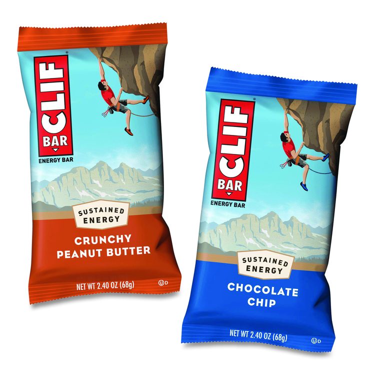 Energy Bar, Variety Pack, Chocolate Chip/Crunchy Peanut Butter, 2.4 oz, 20/Box