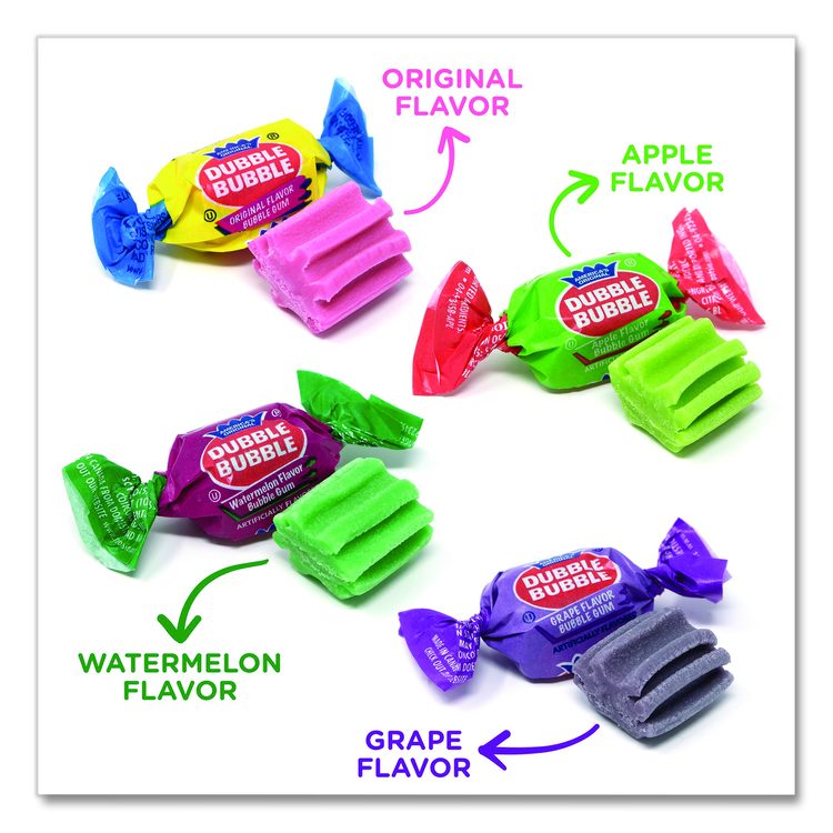 Bubble Gum Assorted Flavor Twist Tub, 300 Pieces/Tub, 1 Tub/Carton