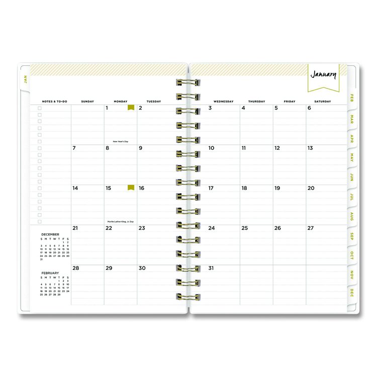 Day Designer Navy Stripe Daily/Monthly Planner, Horizontal Stripe Artwork, 8 x 5, Navy/White Cover, 12-Month (Jan-Dec): 2026