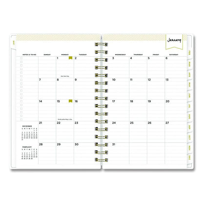 Day Designer Navy Stripe Daily/Monthly Planner, Horizontal Stripe Artwork, 8 x 5, Navy/White Cover, 12-Month (Jan-Dec): 2026