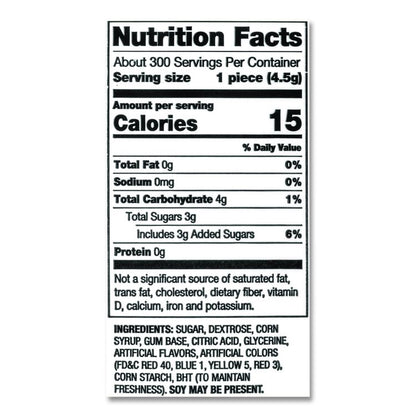 Bubble Gum Assorted Flavor Twist Tub, 300 Pieces/Tub, 1 Tub/Carton
