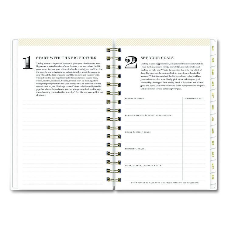 Day Designer Navy Stripe Daily/Monthly Planner, Horizontal Stripe Artwork, 8 x 5, Navy/White Cover, 12-Month (Jan-Dec): 2026