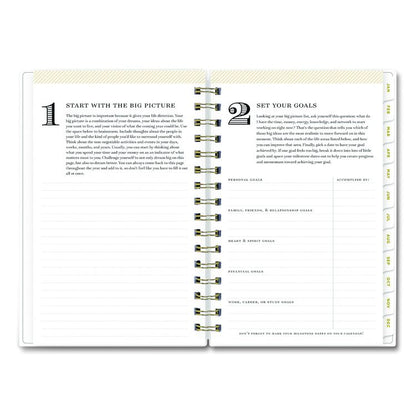 Day Designer Navy Stripe Daily/Monthly Planner, Horizontal Stripe Artwork, 8 x 5, Navy/White Cover, 12-Month (Jan-Dec): 2026