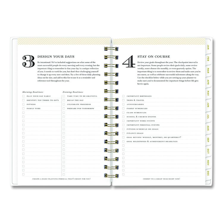 Day Designer Navy Stripe Daily/Monthly Planner, Horizontal Stripe Artwork, 8 x 5, Navy/White Cover, 12-Month (Jan-Dec): 2026