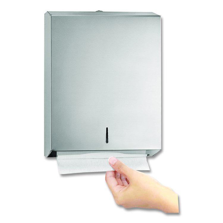 Vertical C-Fold/Multi-Fold Paper Towel Dispenser, 14.5 x 4 x 11.2, Brushed Stainless Steel