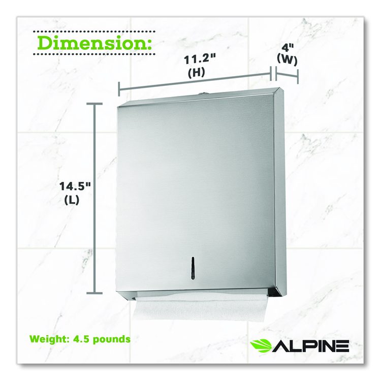 Vertical C-Fold/Multi-Fold Paper Towel Dispenser, 14.5 x 4 x 11.2, Brushed Stainless Steel