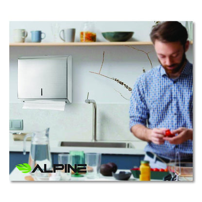 Horizontal C-Fold/Multi-Fold Paper Towel Dispenser, 10.2 x 4 x 11.2, Brushed Nickel