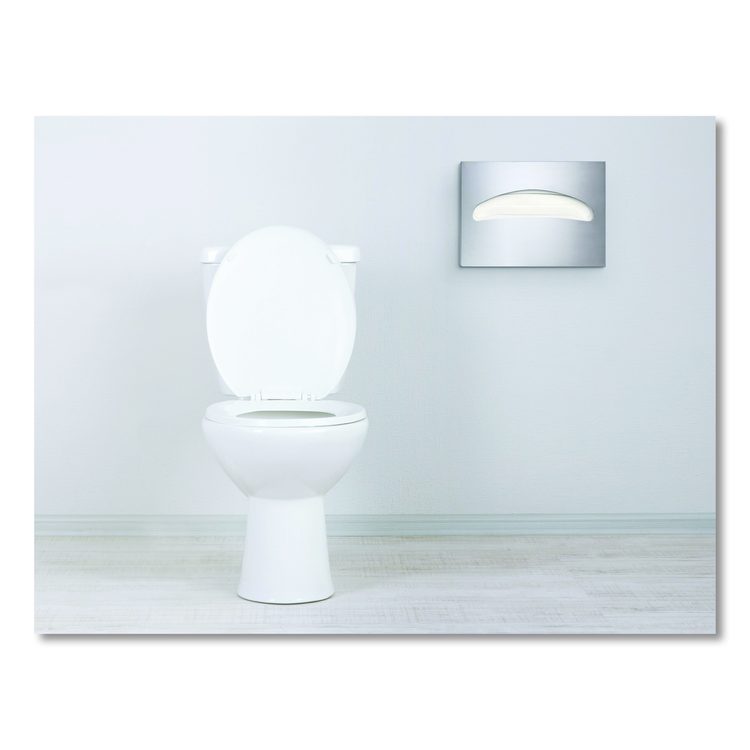 Stainless Steel Brushed Half-Fold Toilet Seat Cover Dispenser, 15.7 x 2 x 11.8
