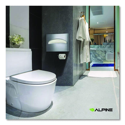 Stainless Steel Brushed Half-Fold Toilet Seat Cover Dispenser, 15.7 x 2 x 11.8