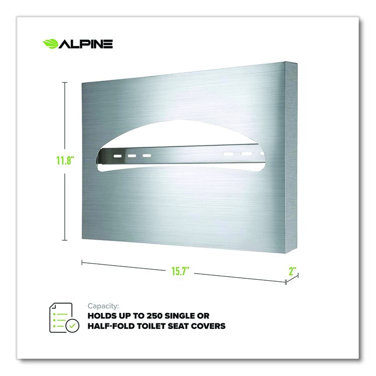 Stainless Steel Brushed Half-Fold Toilet Seat Cover Dispenser, 15.7 x 2 x 11.8