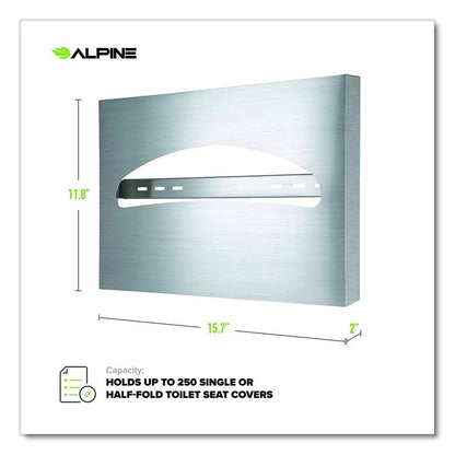 Stainless Steel Brushed Half-Fold Toilet Seat Cover Dispenser, 15.7 x 2 x 11.8