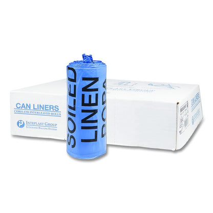 Institutional Low-Density Can Liners, Soiled Linen, 30 gal, 1 mil, 30" x 43", Blue, 200/Carton