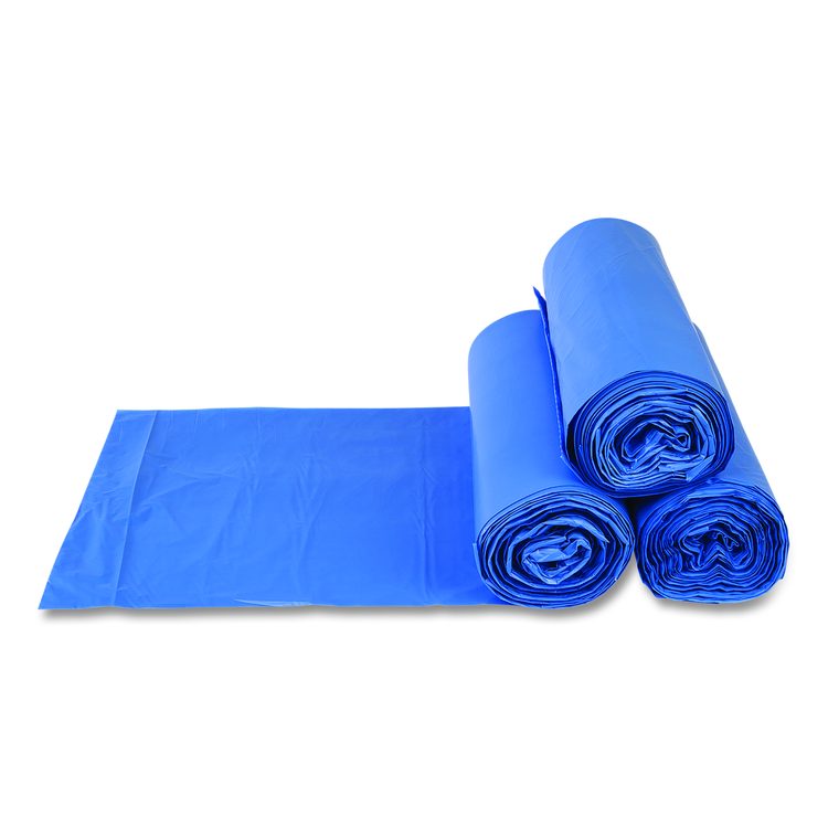 High-Density Commercial Can Liners, 60 gal, 18 mic, 40" x 48", Blue, 200/Carton