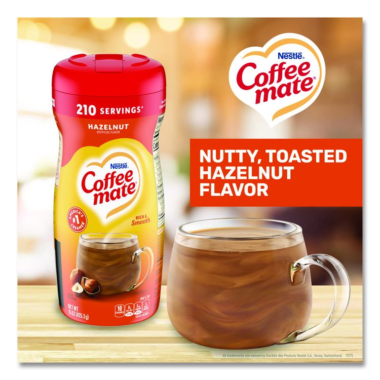 Non-Dairy Powdered Creamer, Hazelnut, 15 oz Canister, 12/Carton
