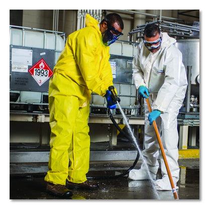 A70 Chemical Spray Protection Coveralls, Elastic Wrists, Ankles, Hood and Boots, Large, Yellow, 12/Carton