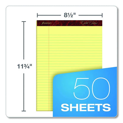 Gold Fibre Writing Pads, Wide/Legal Rule, (50) Canary Yellow 8.5 x 11 Sheets, 4/Pack