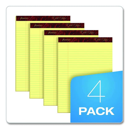 Gold Fibre Writing Pads, Wide/Legal Rule, (50) Canary Yellow 8.5 x 11 Sheets, 4/Pack