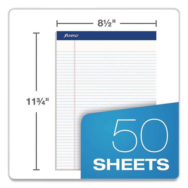 Perforated Writing Pads, Narrow Rule, (50) White 8.5 x 11 Sheets, Dozen