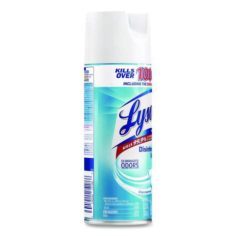 Disinfectant Spray, Crisp Linen Scent, 12.5 oz Aerosol Spray, 12/Carton