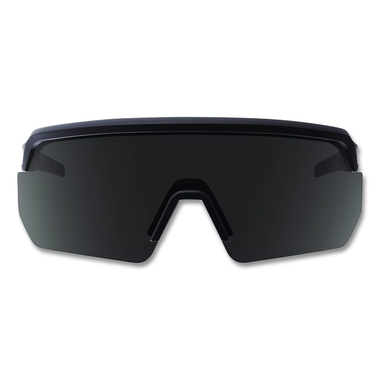 Skullerz AEGIR Anti-Scratch Enhanced Anti-Fog Safety Glasses, Matte Black Half Frame, Polarized Smoke Single Lens