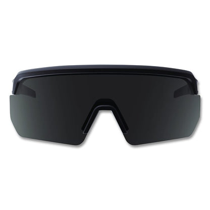 Skullerz AEGIR Anti-Scratch Enhanced Anti-Fog Safety Glasses, Matte Black Half Frame, Polarized Smoke Single Lens