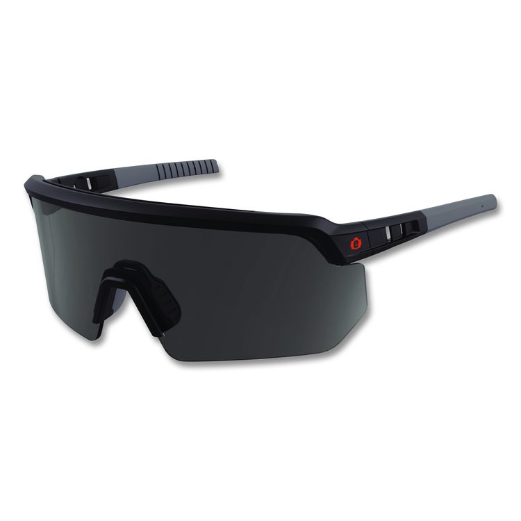 Skullerz AEGIR Anti-Scratch Enhanced Anti-Fog Safety Glasses, Matte Black Half Frame, Polarized Smoke Single Lens
