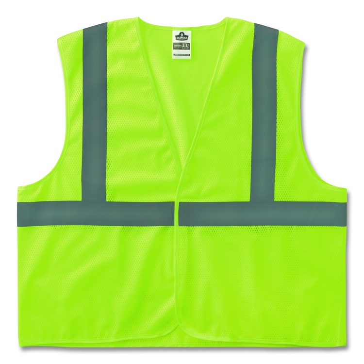 GloWear 8205HL-ECO Class 2 Recycled Hi-Vis Vest, Mesh, Polyester, X-Small, Lime
