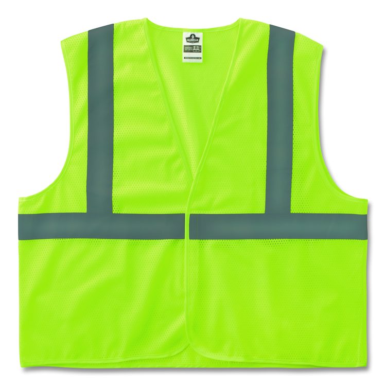 GloWear 8205HL-ECO Class 2 Recycled Hi-Vis Vest, Mesh, Polyester, Small/Medium, Lime