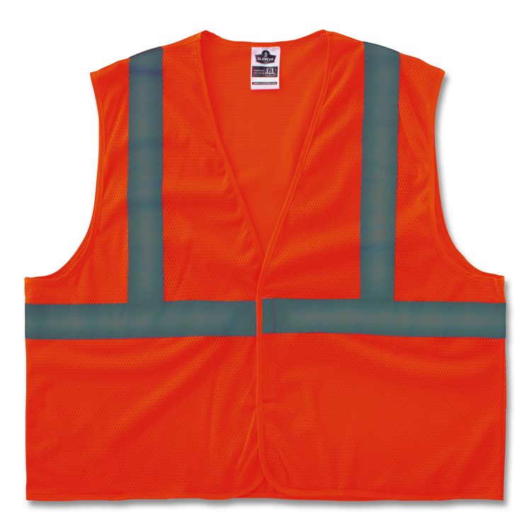 GloWear 8205HL-ECO Class 2 Recycled Hi-Vis Vest, Mesh, Polyester, Large/X-Large, Orange