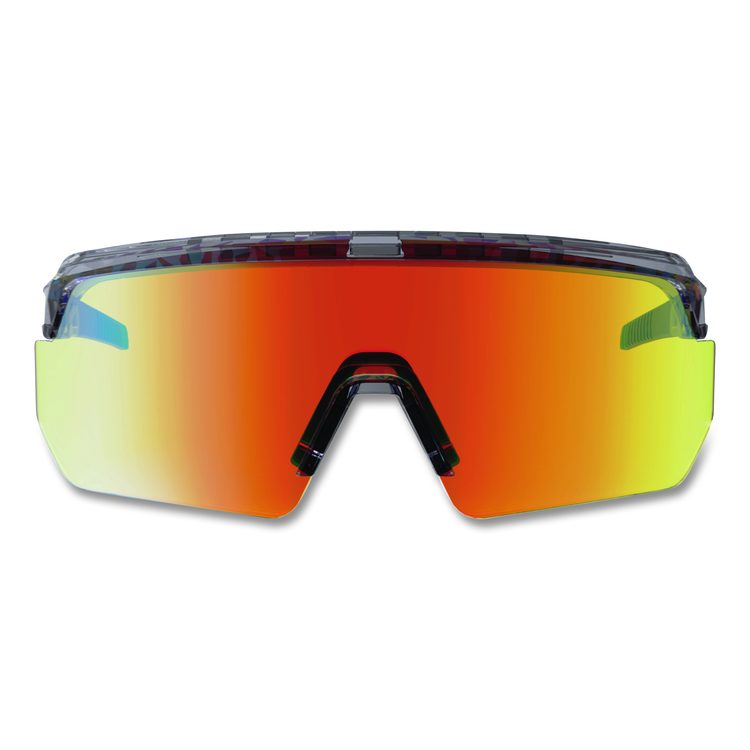 Skullerz AEGIR Anti-Scratch Enhanced Anti-Fog Safety Glasses, Clear Smoke Half Frame, Polarized Mirrored Orange Single Lens