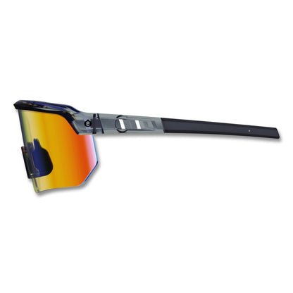 Skullerz AEGIR Anti-Scratch Enhanced Anti-Fog Safety Glasses, Clear Smoke Half Frame, Polarized Mirrored Orange Single Lens