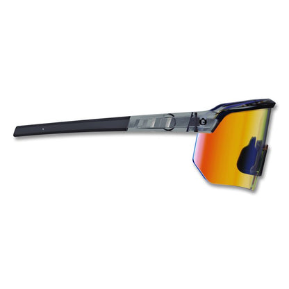 Skullerz AEGIR Anti-Scratch Enhanced Anti-Fog Safety Glasses, Clear Smoke Half Frame, Polarized Mirrored Orange Single Lens