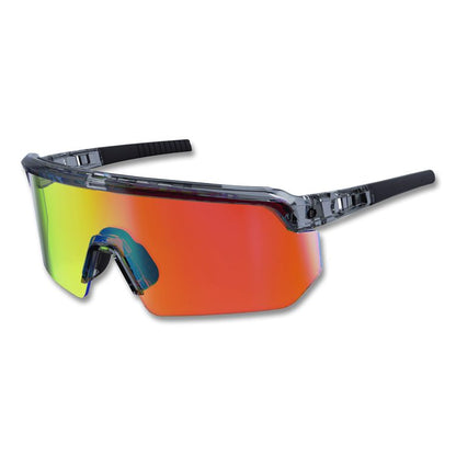 Skullerz AEGIR Anti-Scratch Enhanced Anti-Fog Safety Glasses, Clear Smoke Half Frame, Polarized Mirrored Orange Single Lens