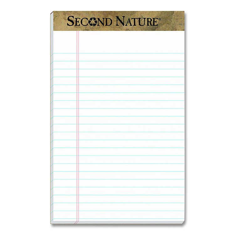 Second Nature Recycled Ruled Pads, Narrow Rule, (50) White 5 x 8 Sheets, Dozen