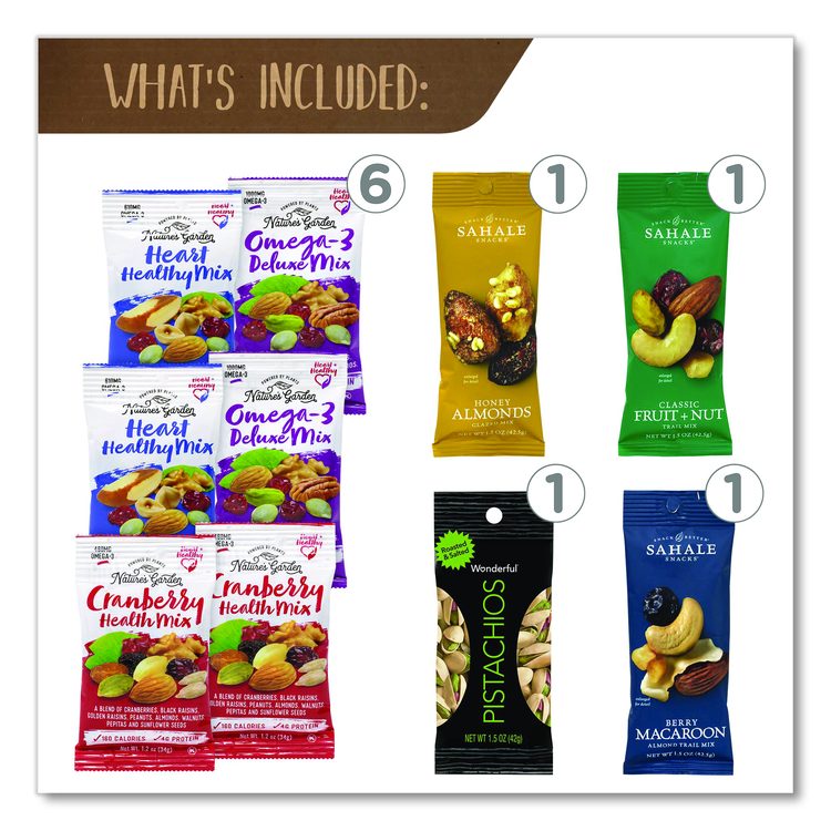 Healthy Mixed Nuts Snack Box, 18 Assorted Snacks/Box