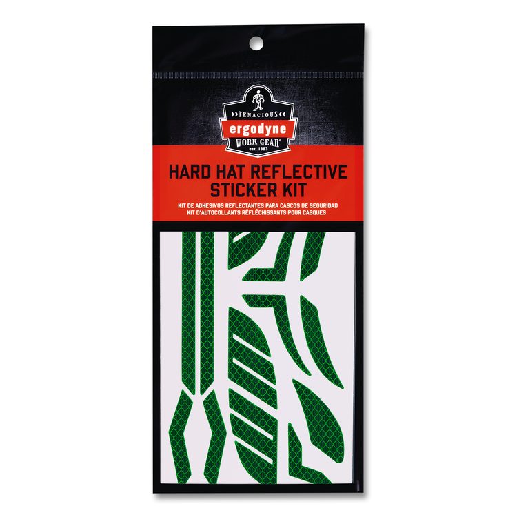 Skullerz 8961 Reflective Hard Hat and Safety Helmet Sticker Kit, 18 Assorted Stickers, Green