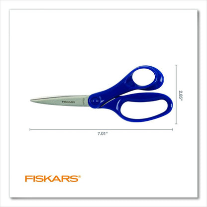 Student Scissors, Pointed Tip, 7" Long, Offset Assorted Color Handle