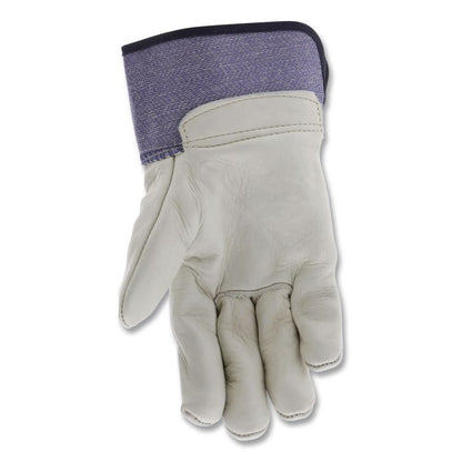 Mustang Leather Palm Gloves, Gunn Cut, Wing Thumb, Large, Blue/Cream, 12 Pairs
