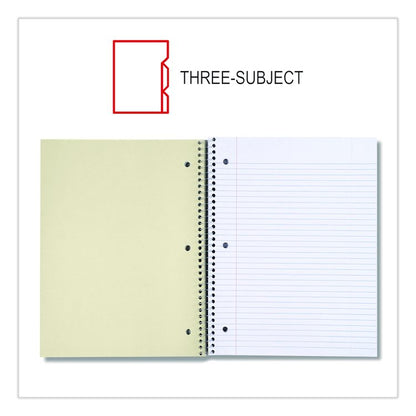 Wirebound Notebook, 3-Subject, Medium/College Rule, Black Cover, (120) 11 x 8.5 Sheets