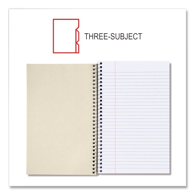 Wirebound Notebook, 3-Subject, Medium/College Rule, Black Cover, (120) 9.5 x 6 Sheets