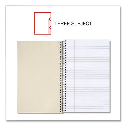 Wirebound Notebook, 3-Subject, Medium/College Rule, Black Cover, (120) 9.5 x 6 Sheets
