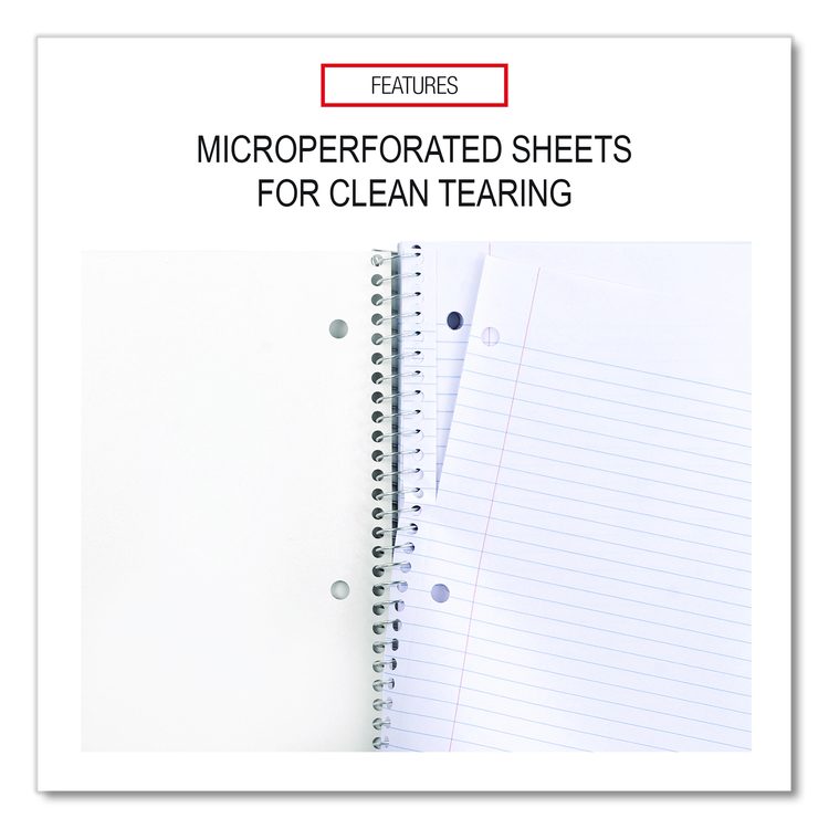 Wirebound Notebook, 5-Subject, Medium/College Rule, Black Cover, (200) 11 x 8.5 Sheets