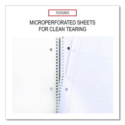 Wirebound Notebook, 5-Subject, Medium/College Rule, Black Cover, (200) 11 x 8.5 Sheets