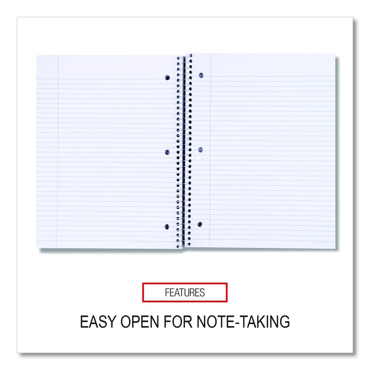Wirebound Notebook, 5-Subject, Medium/College Rule, Black Cover, (200) 11 x 8.5 Sheets