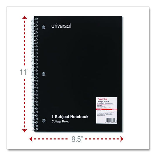 Wirebound Notebook, 1-Subject, Medium/College Rule, Black Cover, (100) 11 x 8.5 Sheets (Each)